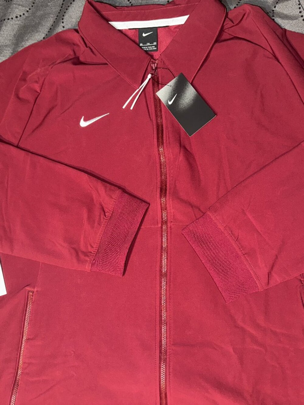 NIKE THERMA FLEECE LINED WOVEN FULL ZIP #610 RED MARRON JACKET SIZE 2XL MEN $135